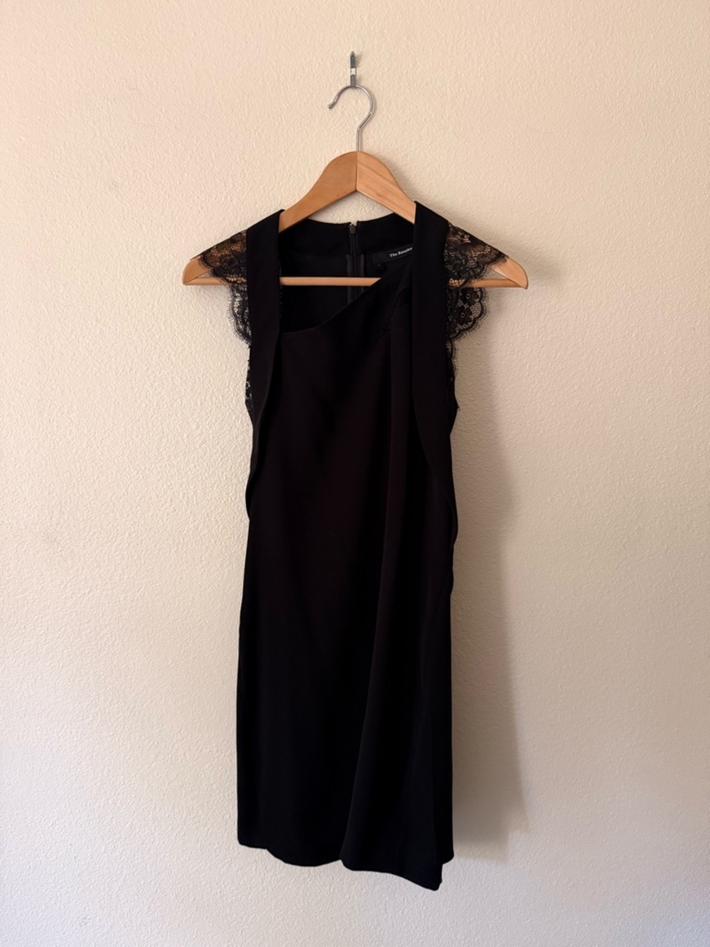 The Kooples Black Lace-Trim Mini Dress